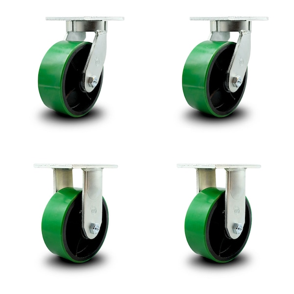 Service Caster 8 Inch Heavy Duty Green Poly on Cast Iron Wheel Caster Swivel 2 Rigid SCC, 2PK SCC-KP92S830-PUR-GB-2-R-2 - main